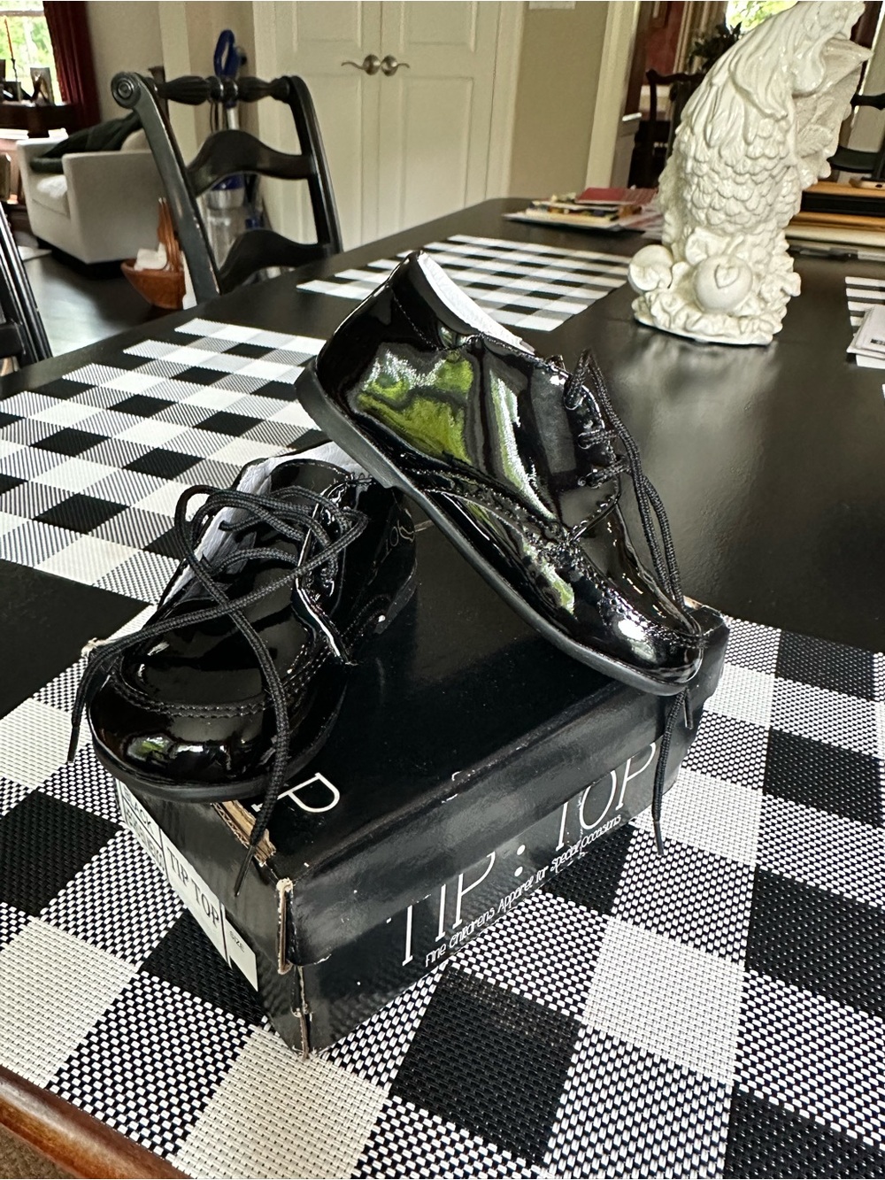 Shiny Black Patent Kids Lace-Up Dress Shoes